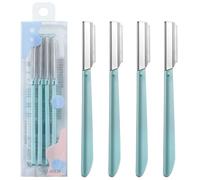 Lanjue 4 Pcs Eyebrow Razors Shaper Shavers, Dermaplaning Blades for Face, Face Razors for Women and Men, Facial Hair Removers Trimmer, Shaving Grooming Dermaplanning Tool（Green）