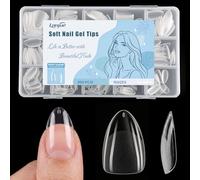 Lanjue Soft Gel Nail Tips, 300Pcs Short Almond Full Cover Clear, 15 Sizes | Press On Design, Extension Projects, Transparent DIY Manicure, for Women, Girls, Home, Studio, Travel, Beginners, Daily Use