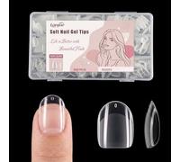 Lanjue Soft Gel Nail Tips, 300Pcs Short Circular Full Cover, 15 Sizes | Press On Design, Extension Projects, Transparent DIY Manicure, for Women, Girls, Home, Studio, Travel, Beginners, Daily Use