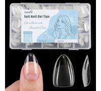 Lanjue Soft Gel Nail Tips, 510Pcs Short Almond Full Cover Clear, 15 Sizes | Press On Design, Extension Projects, Transparent DIY Manicure, for Women, Girls, Home, Studio, Travel, Beginners, Daily Use