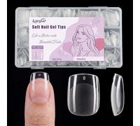 Lanjue Soft Gel Nail Tips, 510Pcs Short Square Full Cover Clear, 15 Sizes | Press On Design, Extension Projects, Transparent DIY Manicure, for Women, Girls, Home, Studio, Travel, Beginners, Daily Use