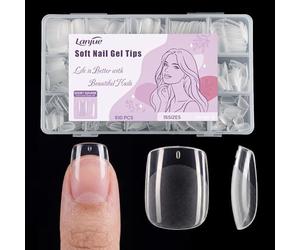 Lanjue Soft Gel Nail Tips, 510Pcs Short Square Full Cover Clear, 15 Sizes | Press On Design, Extension Projects, Transparent DIY Manicure, for Women, Girls, Home, Studio, Travel, Beginners, Daily Use