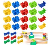 Lankai 28pcs Wooden Railway Adapters Railways, Wooden Rail Accessories - Plastic Rail Accessories, Suitable For Children From 3 To 5 Years