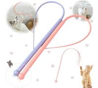 lankai Pack of 2 Tail Cat Toy Cat Wand Silicone Teaser Cat Wand Tail Mouse Cat Fishing Teaser Cat Wand Tail Mouse Cat Fishing for Indoor 77 cm Blue Pink