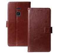 Lankashi Book Stand Premium Retro Business Flip Leather Protector TPU Silicone Case For Nokia 225 4G 2.4" Cover Etui Wallet (Brown)