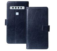 Lankashi Book Stand Premium Retro Business Flip Leather Protector TPU Silicone Case For TCL 10L / 10 Lite 6.53" Cover Etui Wallet (Dark Blue)