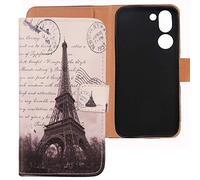 Lankashi Painted Flip Wallet-Design PU Leather Cover Skin Protection Case TPU Silicone Shell For Doro 8050 5.7" (Stamp Tower Design)