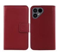 Lankashi Premium Genuine Real Flip Folder Folio Leather Case For Fairphone 4 6.3" Book Wallet Business Phone Protection Protector Cover Skin Pouch Etui (Dark Red)