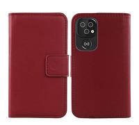 Lankashi Premium Genuine Real Flip Folder Folio Leather Case TPU Silicone Shell For Doro 8100/8100 Plus / 8110/8110 Plus Book Wallet Phone Protection Cover Skin Pouch Etui (Dark Red)