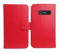 Lankashi PU Flip Leather Case For Doro 1360/1362 2.4" Wallet Folder Folio Cover Skin Protection Protector Shell Book-Style (Red)