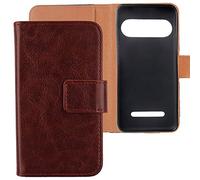 Lankashi PU Flip Leather Case For Doro Liberto 8035 Wallet Folder Folio Cover Skin TPU Silicone Protection Protector Shell Book-Style (Brown)
