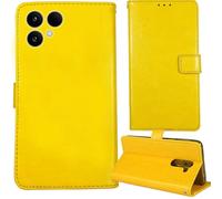 Lankashi Stand Retro Flip Leather Case Protector TPU Silicone Bumper For Fairphone 6 5G 6.31 inch Protection Phone Cover Skin Folio Wallet Magnetic (Yellow)