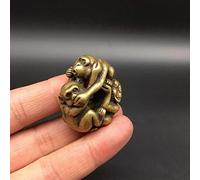 Lankater 1pc Wise Monkeys Ornament, Brass Carved Animal Zodiac Monkey Three Monkeys Playing Acrobatics Small Statue