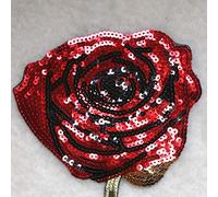 Lankater 34 * 16 Rose Flowers Sequins Clothes Embroidered Iron on Patches for Clothing Stripes Motif Appliques Parches