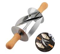 Lankater Croissant Cutter Roller - Croissant Maker Stainless Steel Roller Slices Oaken Handle Perfect Shaped Pastry Dough Rolling Knife Kitchen Baking Tools