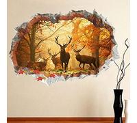 Lankater Forest Deer Wall Stickers, 3d Wall Decals Poster Mural Living Room Bedroom Home Decor Christmas Decoration