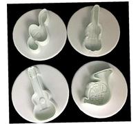 Lankater Music Note Plastic Cookie Plunger Cutters Pastry Chocolate Candy Stamping Molds Biscuit Baking Gadgets 4pcs/set