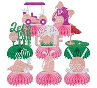 LANKBACK 8Pcs Sport Golf Honeycomb Centerpiece Sport Golf Birthday Baby Shower Gender Reveal Party Decorations Rose Gold & Silver