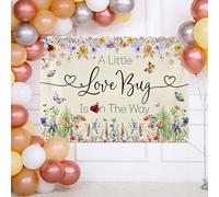 LANKBACK A Little Love Bug is on The Way Backdrop Love Bug Baby Shower Decorations Spring Theme Welcome Little Ladybug Baby Shower Gender Reveal Party Decorations 150 * 90cm