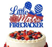 LANKBACK Little Miss Firecracker Cake Topper 4th of July Gender Reveal Decorations A Little Firecracker is on the Way Baby Shower Decorations Blue & Red