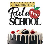 LANKBACK Ready to Rule the School Cake Topper Welcome Back to School Decorations Here's to A Bright School Year Party Decorations Black
