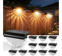 Lankey Sound Solar Fence Lights, 12 Pack Shell Style Solar Deck Lights, Warm White, Auto On/Off, Garden Lights Solar Powered Waterproof for Fence Decor, Deck, Stairs & Pathway