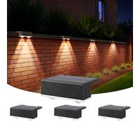 Lankey Sound Solar Fence Lights Outdoor Garden, Outdoor Wall Lights with 3 Modes, Waterproof Fence Lights Solar Powered for Garden, Fence, Yard, Front Door, Pathway, Stair (4 Pack)