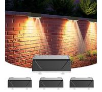 Lankey Sound Solar Fence Lights Outdoor Garden, Outdoor Wall Lights with 3 Modes, Waterproof Fence Lights Solar Powered for Garden, Fence, Yard, Front Door, Pathway, Stair (4 Pack)