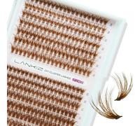 LANKIZ Fluffy Lash Clusters Brown 40D+50D Eyelash Clusters 9-15mm Volume Individual Lashes C Curl Cluster Eyelash Extensions DIY Lash Extension 30D Looking Makeup, Vegan Faux Mink Lashes