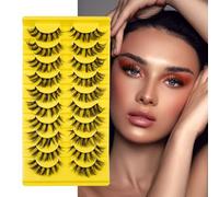 LANKIZ Lash Clusters 8-16mm Fluffy Individual Cat Eye Lashes Natural Look 5D Wispy Cluster Lashes C Curl False Eyelashes DIY Eyelash Extensions Faux Mink Fake Lashes Strip 10 Pairs Pack (Paeony Style)