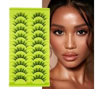 LANKIZ Lash Clusters Wispy Lashes Natural Look Individual Lashes 10-16mm Fluffy Curly False Eyelashes Cluster Eyelash Extensions Faux Mink Fake Lashes Strip 10 Pairs Pack DIY at Home(Aster Style)
