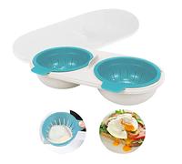 LANKOER Microwave Egg Poachers, Portable Egg Cooker for Microwave, 2 Cavity Silicone Egg Poacher Microwave Egg Cooker, Poached Egg Maker Egg Cooker Kitchen Cooking Gadget, Blue