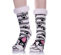 LANLEO Womens Cute Cartoon Animal Fuzzy Slipper Socks Winter Soft Warm Fleece Lining Knit Home Socks With Grippers - - One Size