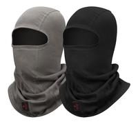 LANLFY 2PACK FR Balaclava Welding Hood 100% Cotton Full Face Cover Mask HRC2 Neck Protector Arc Flash Head Covering, Black-1pack & Gray-1pack, L