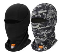 LANLFY 2PCS FR Face Mask Summer Balaclava Fire Resistant for Emergency Prep Wildfire Safety Moisture Wicking Mesh Fabric Quick Dry Multi Functional Survival Head Cover Camo/Black