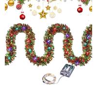 lanliflying Christmas Tinsel Garland with Lights | 16.4Ft Christmas Tinsel Garland with Led Lights | Battery Operated ShinyLight Strips Prelit Christmas Decor for Wedding