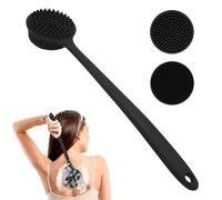 LANLIHAN Silicone Body Scrubber for Shower, 2-Sided Exfoliating & Massage Brush with Long Handle, Hypoallergenic Back Scrubber Creates Rich Foam, Eco-Friendly for Sensitive Skin (Men & Women)