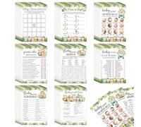 LANLISA Safari Animal Baby Shower Games for Boy or Girl, 403 pcs 8 Games Activities Cards for 50 Guests, Funny Baby Shower Bingo