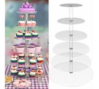 LANLONG 6 Tier Cupcake Stand Round Acrylic Cupcake holder, 51cm Tall Tiered Tray Stand Cupcake Tower, Clear Dessert Display Stands Pastry Tower for Wedding Party Baby Shower Birthday