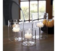 LANLONG Hurricane Glass Tea Light Candle Holders Pillar Candles Set of 3 Clear Votive Candle Holders for Wedding Table Centerpieces Party Home Living Room Decoration