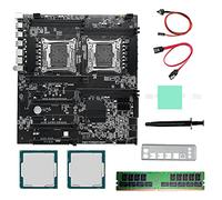 Lanlousy X99 Dual CPU Motherboard Server Motherboard +2XE5 2620 V3 CPU+DDR4 4G RECC RAM+SATA Cable+Thermal Pad LGA 2011 8XDDR4 Slot for ALEO Mining