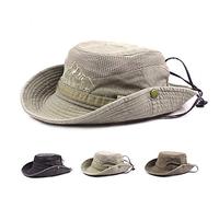 Lanly Unisex-Adults Cotton Foldable Modern Sun Hat, Khaki, Army Green, Grey, Coffee - Outdoor, Fishing, Hiking, Sports, Safari, Gardening, Travel, Cycling, Hunting, Camping, Beach - Medium