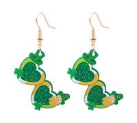 Lanmerry Glitter Clover Earrings St Patricks Day Accessories, Plastic, No Gemstone