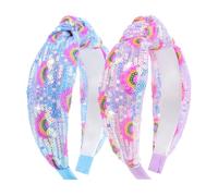 Lanmerry Knot Headbands for Women Glitter Sequins Wide Headband Rainbow Sparkle Headband Fashion Hair Accessories Headbands Girls Purple