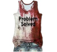 LANMERTREE I'm Fine Bloody Tank Tops for Women Funny Halloween Blood Horror Clothes Gift Blood Splatter Muscle Vest, Bloody Problem, Large