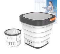LANMFU 9L Mini Foldable Washer and Dryer, Portable Small Timer Laundry Washer Automatic Electric Washer Machine, Small Household Appliances with Dehydration, Energy Saving Home Travel A