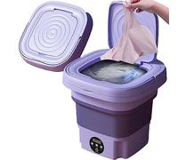 LANMFU Foldable Washing Machine, 8L Mini Portable Washing Machine, Touch Screen Low-energy Washer And Dryer Automatic Foldable Clothes Washer for Home, Business, Travel, College Room, RV, Apartment