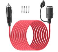 LANMINGLEL 14AWG Car Cigarette Lighter Extension Cord, 12V/24V Heavy Duty Cigarette Lighter Male to Female Extension Cable with LED Light and 20A Fuse,for Tire Pump, Air Compressor Refrigerator (3M)