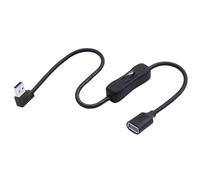 LANMINGLEL 90 Degree USB 3.0 Switch Extension Cable USB Male to Female Cord with On/Off Switch Short USB 3.0 Cable Support Data and Power for LED Strips,USB Fan, Laptops, TV 0.5M (Left)