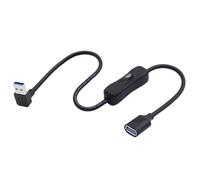 LANMINGLEL 90 Degree USB 3.0 Switch Extension Cable USB Male to Female Cord with On/Off Switch Short USB 3.0 Cable Support Data and Power for LED Strips,USB Fan, Laptops, TV 0.5M (Up)